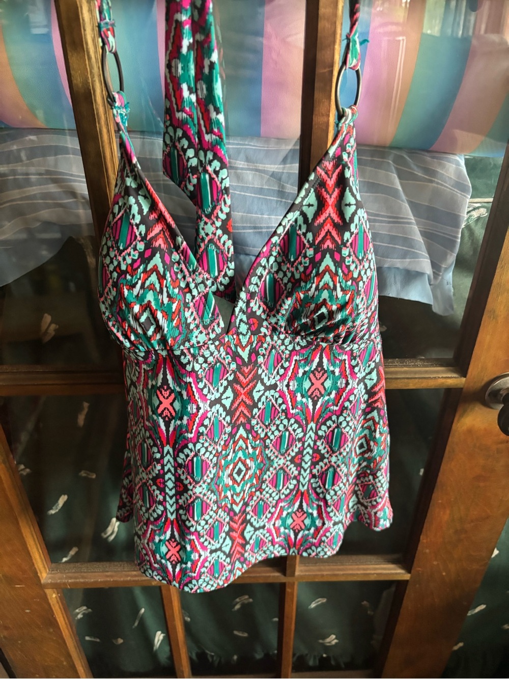 Converse Teal and Pink Printed Swim Camisole